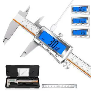 Digital Caliper 6 Inch, Rechargeable Electronic Calipers with Large Backlit LCD, ±0.001"/0.02mm Precision Stainless Steel Measuring Tool, Inch MM Fraction Conversion for 3D Printing, Woodworking & DIY Digital Caliper 6 Inch, Rechargeable Electronic Calipers with Large Backlit LCD, ±0.001"/0.02mm Precision Stainless Steel Measuring Tool, Inch MM Fraction Conversion for 3D Printing, Woodworking & DIY