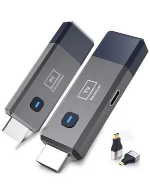 Wireless HDMI Transmitter and Receiver 328ft/100m Extender 4K Decode Input 1080P Output Plug&Play Portable 2.4G/5.8G for Video and Audio to Monitor from PC/Projector/TV Box(Gray) Wireless HDMI Transmitter and Receiver 328ft/100m Extender 4K Decode Input 1080P Output Plug&Play Portable 2.4G/5.8G for Video and Audio to Monitor from PC/Projector/TV Box(Gray)