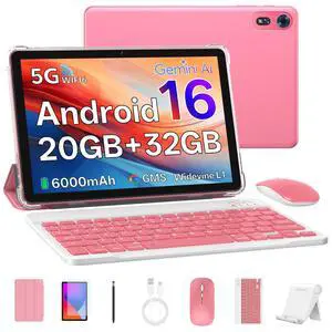 Tablet 10 Inch, Android 16 Tablet with Keyboard, 20GB RAM + 32GB, Pink Tablet 10 Inch, Android 16 Tablet with Keyboard, 20GB RAM + 32GB, Pink