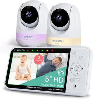 Prisma Baby Monitor with Camera and Audio, 5 HD Video Baby Monitor with 2 Cameras, 6-Color Night Light, Split Screen, Sound Machine with White Noise & Lullabies, Secure No WiFi Prisma Baby Monitor with Camera and Audio, 5 HD Video Baby Monitor with 2 Cameras, 6-Color Night Light, Split Screen, Sound Machine with White Noise & Lullabies, Secure No WiFi