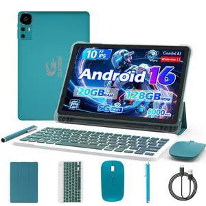 Android 16 Tablet 10 Inch, 20GB RAM+128GB ROM/ 2TB Expandable, 2.0GHz Octa-core Processor, 1280*800 HD Screen, 5G WiFi6 BT 5.0, 2 in 1 Tablets with Keyboard Case Mouse Stylus, Widevine L1 Blue Android 16 Tablet 10 Inch, 20GB RAM+128GB ROM/ 2TB Expandable, 2.0GHz Octa-core Processor, 1280*800 HD Screen, 5G WiFi6 BT 5.0, 2 in 1 Tablets with Keyboard Case Mouse Stylus, Widevine L1 Blue