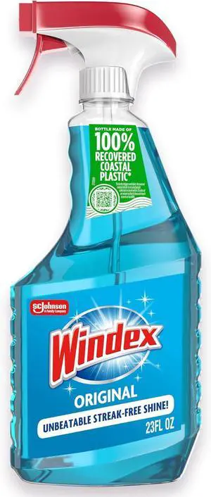 Windex Glass and Window Cleaner Spray Bottle, Packaging Designed to Prevent Leakage and Breaking, Surface Cleaning Spray, Original Blue Scent, 23 Fl Oz Windex Glass and Window Cleaner Spray Bottle, Packaging Designed to Prevent Leakage and Breaking, Surface Cleaning Spray, Original Blue Scent, 23 Fl Oz