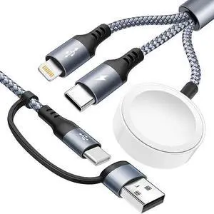 UZASHK Multi Charging Cable, 3 in 2 Braided iWatch & iPhone Multi Charger UZASHK Multi Charging Cable, 3 in 2 Braided iWatch & iPhone Multi Charger