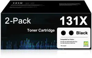 131X 131A Black High Yield Toner Cartridge Replacement for HP 131X 131A CF210X CF210A Toner Work Laser Jet Pro 200 Color MFP M276nw M251nw M251n M276n M276 M251 Printer (CF210X, 2 Pack) 131X 131A Black High Yield Toner Cartridge Replacement for HP 131X 131A CF210X CF210A Toner Work Laser Jet Pro 200 Color MFP M276nw M251nw M251n M276n M276 M251 Printer (CF210X, 2 Pack)