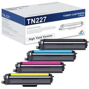 TN227 High Yield Toner Cartridge 4 Pack Compatible TN227BK TN227C TN227M TN227Y Replacement for Brother TN-227 TN-227BK/C/M/Y for MFC-L3770CDW HL-L3290CDW HL-L3270CDW Printer (with Chip) TN227 High Yield Toner Cartridge 4 Pack Compatible TN227BK TN227C TN227M TN227Y Replacement for Brother TN-227 TN-227BK/C/M/Y for MFC-L3770CDW HL-L3290CDW HL-L3270CDW Printer (with Chip)