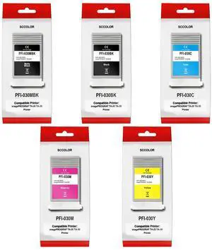 PFI-030 Ink Cartridge Compatible for Canon PFI-030 Pigment Ink Tank Kit PFI-030MBK PFI-030BK PFI-030C PFI-030M PFI-030Y Replacement for Canon for imagePROGRAF TA-20 TA-30 Series Printer,5-Pack PFI-030 Ink Cartridge Compatible for Canon PFI-030 Pigment Ink Tank Kit PFI-030MBK PFI-030BK PFI-030C PFI-030M PFI-030Y Replacement for Canon for imagePROGRAF TA-20 TA-30 Series Printer,5-Pack