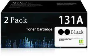 131A Black Toner with Chip Replacement for HP 131A CF210A Toner Cartridge LaserJet Pro 200 Color M251nw MFP M276nw M251n M276n Series Printer | 2-Pack 131A Black Toner with Chip Replacement for HP 131A CF210A Toner Cartridge LaserJet Pro 200 Color M251nw MFP M276nw M251n M276n Series Printer | 2-Pack