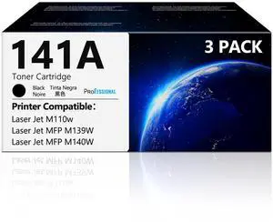 141A Toner Cartridge 3 Pack M140w with Chip Replacement for HP 141A W1410A 141 A Black Toner Compatible with HP Laser Jet M110w MFP M139w MFP M140w Printer (3 Black) 141A Toner Cartridge 3 Pack M140w with Chip Replacement for HP 141A W1410A 141 A Black Toner Compatible with HP Laser Jet M110w MFP M139w MFP M140w Printer (3 Black)