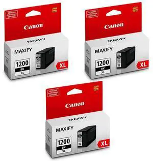 3 Pack PGI-1200 XL Black Pigment Ink Tank for MAXIFY MB2020, MB2120, MB2320, and MB2720 Printers, 1200 Pages Yield 3 Pack PGI-1200 XL Black Pigment Ink Tank for MAXIFY MB2020, MB2120, MB2320, and MB2720 Printers, 1200 Pages Yield
