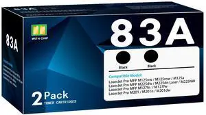 83A Toner Cartridge Black 2-Pack, Compatible with 83A 83X M201dw Toner Laser Jet Pro M201n M201dw MFP M125a M125nw M125rnw M127fn M127fw M225dn M225dw M225nw Printer | CF283A 83A Toner Cartridge Black 2-Pack, Compatible with 83A 83X M201dw Toner Laser Jet Pro M201n M201dw MFP M125a M125nw M125rnw M127fn M127fw M225dn M225dw M225nw Printer | CF283A