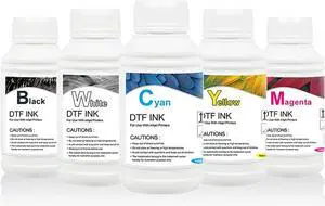 DTF Ink Premium DTF Transfer Ink for PET Film, Refill for DTF Printers Ink, Heat Transfer Printing Direct to Film + 500g DTF Powder (5X 250ml CMYKW) DTF Ink Premium DTF Transfer Ink for PET Film, Refill for DTF Printers Ink, Heat Transfer Printing Direct to Film + 500g DTF Powder (5X 250ml CMYKW)