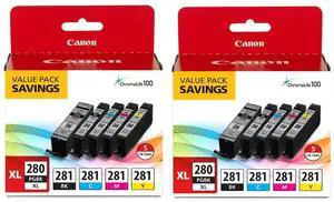 PGI-280 XL/CLI-281 5 Color Ink Tank Pack for Select PIXMA TR, TS Series Printers, 2-Pack PGI-280 XL/CLI-281 5 Color Ink Tank Pack for Select PIXMA TR, TS Series Printers, 2-Pack
