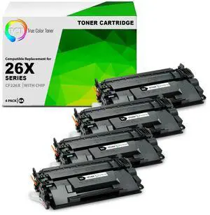 Compatible 26X Toner Cartridge 4 Pack - High Yield Black Replacement for HP LaserJet Pro M402D M402DN M402N, MFP M426DW M426FDN M426FDW Printers (9,000 Pages) Compatible 26X Toner Cartridge 4 Pack - High Yield Black Replacement for HP LaserJet Pro M402D M402DN M402N, MFP M426DW M426FDN M426FDW Printers (9,000 Pages)