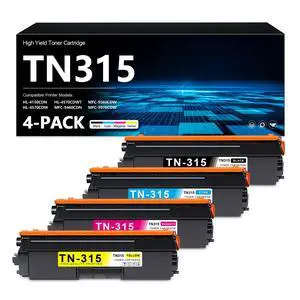 TN315 Toner Cartridge High Yield 4-Pack TN-315 BK/C/M/Y Toner HL-4570CDW | Replacement for Brother TN315 TN310 Compatible with HL-4140CN HL-4150CDN HL-4570CDWT MFC-9460CDN MFC-9560CDW MFC-9970CDW TN315 Toner Cartridge High Yield 4-Pack TN-315 BK/C/M/Y Toner HL-4570CDW | Replacement for Brother TN315 TN310 Compatible with HL-4140CN HL-4150CDN HL-4570CDWT MFC-9460CDN MFC-9560CDW MFC-9970CDW