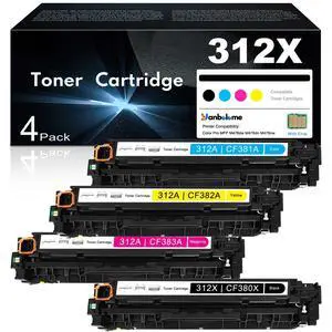 312X 312A Remanufactured Toner Cartridges 4 Pack High Yield Replacement for HP 312X 312A Toner for Color Pro MFP M476dw M476dn M476nw Printer (CF380X CF381A CF382A CF383A CF380A) 312X 312A Remanufactured Toner Cartridges 4 Pack High Yield Replacement for HP 312X 312A Toner for Color Pro MFP M476dw M476dn M476nw Printer (CF380X CF381A CF382A CF383A CF380A)