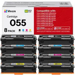 055 Toner Cartridge Replacement for Canon 055 Color ImageCLASS MF743Cdw MF741Cdw MF743 MF741 MF746Cdw MF740C MF745Cdw LBP664Cdw Printer Ink (8Pack,2BK/2C/2M/2Y) 055 Toner Cartridge Replacement for Canon 055 Color ImageCLASS MF743Cdw MF741Cdw MF743 MF741 MF746Cdw MF740C MF745Cdw LBP664Cdw Printer Ink (8Pack,2BK/2C/2M/2Y)