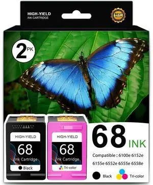 68 Ink Cartridges Replacement for 68 Black Color Ink Cartridges Combo Pack Compatible with Envy 6152e, 6155e, 6552e, 6555e, 6558e Series Printer 2PK (1 Black, 1 Tri-Color) 68 Ink Cartridges Replacement for 68 Black Color Ink Cartridges Combo Pack Compatible with Envy 6152e, 6155e, 6552e, 6555e, 6558e Series Printer 2PK (1 Black, 1 Tri-Color)
