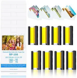 Compatible for Canon Selphy CP1500 CP1300 Ink and Paper Set RP-108IN (4 Set) RP108 8 Color Ink Cartridges and 432 Sheets 4x6 Photo Paper for Selphy CP1200 CP1000 Compact Photo Printers Compatible for Canon Selphy CP1500 CP1300 Ink and Paper Set RP-108IN (4 Set) RP108 8 Color Ink Cartridges and 432 Sheets 4x6 Photo Paper for Selphy CP1200 CP1000 Compact Photo Printers