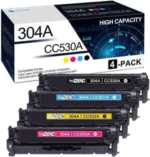 304A Toner Cartridge 4 Pack: Compatible CC530A CC531A CC532A CC533A Toner Cartridges Replacement for HP 304A Color CP2025X CP2025N CP2025DN CM2320N MFP CM2320NF MFP Printers(1BK/1C/1M/1Y) 304A Toner Cartridge 4 Pack: Compatible CC530A CC531A CC532A CC533A Toner Cartridges Replacement for HP 304A Color CP2025X CP2025N CP2025DN CM2320N MFP CM2320NF MFP Printers(1BK/1C/1M/1Y)