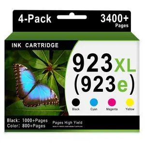 923XL 923e Ink Cartridges 4-Pack Replacement for HP 923 XL 923 Ink Cartridge for OfficeJet Pro 8130e 8135e 8139e 8122e 8120 8124e 8132e 8125e 8138e Printer (BK/C/M/Y) 923XL 923e Ink Cartridges 4-Pack Replacement for HP 923 XL 923 Ink Cartridge for OfficeJet Pro 8130e 8135e 8139e 8122e 8120 8124e 8132e 8125e 8138e Printer (BK/C/M/Y)