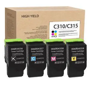 C310 / C315 Toner Cartridges Set: 4 Pack 006R04356 006R04357 006R04358 006R04359 Replacement for Xerox C310 C310DNI C310DNIM C315 C315DNI Printer (BK+C+M+Y) C310 / C315 Toner Cartridges Set: 4 Pack 006R04356 006R04357 006R04358 006R04359 Replacement for Xerox C310 C310DNI C310DNIM C315 C315DNI Printer (BK+C+M+Y)