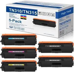TN-315 TN310 Toner Cartridge High Capacity Replacement for Brother TN315 Toner for HL-4150CDN 4570CDW MFC-9970CDW 9640CDN 9650CDW Printer (5-Pack, 2BK/1C/1M/1Y) TN-315 TN310 Toner Cartridge High Capacity Replacement for Brother TN315 Toner for HL-4150CDN 4570CDW MFC-9970CDW 9640CDN 9650CDW Printer (5-Pack, 2BK/1C/1M/1Y)