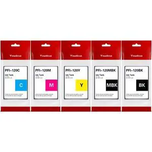 PFI-120 Ink Cartridges Set 5 Pack (Matte Black,Black,Cyan,Magenta,Yellow) Compatible PFI-120 Ink Replacement for Canon TM-205 300 305 200 Printer PFI-120 Ink Cartridges Set 5 Pack (Matte Black,Black,Cyan,Magenta,Yellow) Compatible PFI-120 Ink Replacement for Canon TM-205 300 305 200 Printer