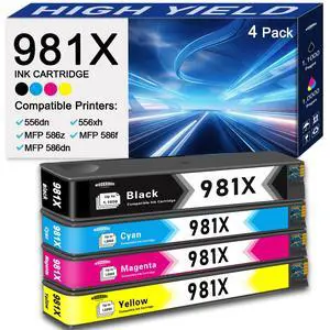 981X Ink Cartridge High Yield Replacement for HP 981X 981 Ink Work for PageWide Enterprise Color 556 556dn 556xh MFP 586 MFP 586z MFP 586dn MFP 586f Printers 4-Pack (Black/Cyan/Magenta/Yellow) 981X Ink Cartridge High Yield Replacement for HP 981X 981 Ink Work for PageWide Enterprise Color 556 556dn 556xh MFP 586 MFP 586z MFP 586dn MFP 586f Printers 4-Pack (Black/Cyan/Magenta/Yellow)