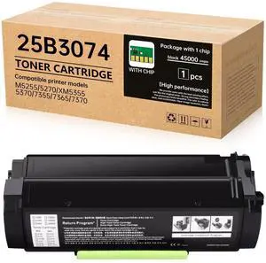25B3074 High Yield Black Toner Cartridge (45,000 Pages) - Compatible with Lexmark M5255 M5270 XM5355 XM5370 XM7355 XM7365 XM7370 Printers(with Chip) 25B3074 High Yield Black Toner Cartridge (45,000 Pages) - Compatible with Lexmark M5255 M5270 XM5355 XM5370 XM7355 XM7365 XM7370 Printers(with Chip)