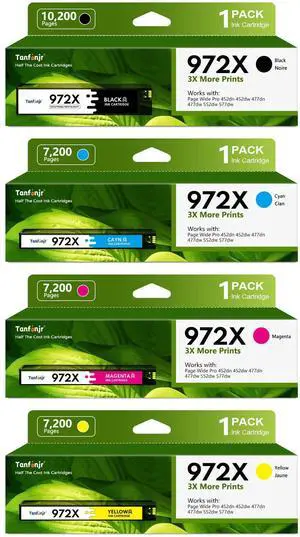 972X Ink Cartridge High Yield Replacement for HP972X 972 X Pagewide Pro MFP 477dw 477dn 452dn 577dw 552dn 552dw Printer (4 Pack, Black, Cyan, Magenta, Yellow) 972X Ink Cartridge High Yield Replacement for HP972X 972 X Pagewide Pro MFP 477dw 477dn 452dn 577dw 552dn 552dw Printer (4 Pack, Black, Cyan, Magenta, Yellow)