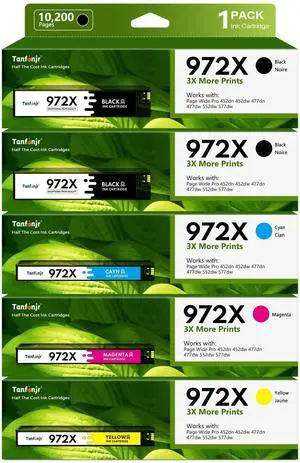 972X 972 High Yield Ink Cartridge 5/Packs Replacement for HP 972X 972 X PageWide Pro 477dw 577dw 452dw 477dn 452dn 577z 552dw P55250dw Printers | 2Black Cyan Magenta Yellow 972X 972 High Yield Ink Cartridge 5/Packs Replacement for HP 972X 972 X PageWide Pro 477dw 577dw 452dw 477dn 452dn 577z 552dw P55250dw Printers | 2Black Cyan Magenta Yellow