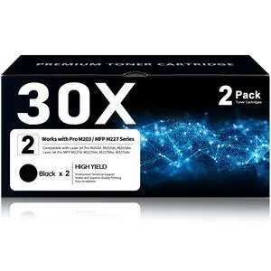30X Toner Cartridge Black with Chip, Compatible with HP 30X CF230X, 30A CF230A for Laser Jet Pro M203dw M203dn M203d MFP M227fdw M227fdn M227sdn M227d Printers (Black, 2 Pack) 30X Toner Cartridge Black with Chip, Compatible with HP 30X CF230X, 30A CF230A for Laser Jet Pro M203dw M203dn M203d MFP M227fdw M227fdn M227sdn M227d Printers (Black, 2 Pack)