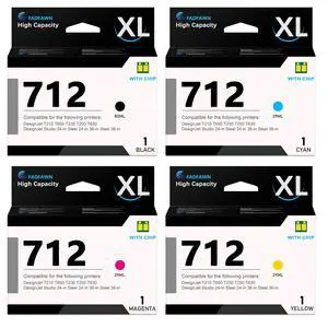 712XL 712 Ink Cartridge Bundle 4 Pack (80ML/Black, 29ML/Cyan Magenta Yellow): 712 High Capacity Ink Cartridges Replacement for HP DesignJet T650 T630 T230 T210 Printers 712XL 712 Ink Cartridge Bundle 4 Pack (80ML/Black, 29ML/Cyan Magenta Yellow): 712 High Capacity Ink Cartridges Replacement for HP DesignJet T650 T630 T230 T210 Printers
