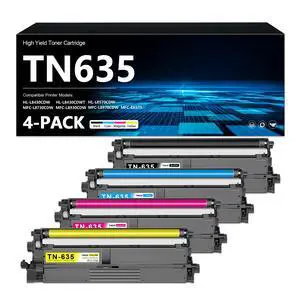 TN635 Toner Cartridge Replacement for Brother TN635 TN-635 Toner TN635XL Compatible with HL-L8430CDW HL-L8430CDWT MFC-L8730CDW MFC-L8930CDW MFC-L8970CDW MFC-EX575 4-Pack (Black/Cyan/Yellow/Magenta) TN635 Toner Cartridge Replacement for Brother TN635 TN-635 Toner TN635XL Compatible with HL-L8430CDW HL-L8430CDWT MFC-L8730CDW MFC-L8930CDW MFC-L8970CDW MFC-EX575 4-Pack (Black/Cyan/Yellow/Magenta)