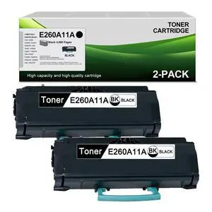 E260A11A Black Toner Cartridge (2Pack) Replacement for Lexmark E260A11A Toner Cartridge for E260, E360, E460, E462 Printer E260A11A Black Toner Cartridge (2Pack) Replacement for Lexmark E260A11A Toner Cartridge for E260, E360, E460, E462 Printer