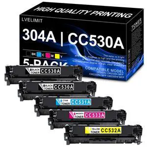 304A 2Black, Cyan, Magenta, Yellow Toner Cartridge(5-Pack) | Replacement for HP 304A 304X CC530A Toner | Works with Color CM2320 MFP, Color CP2025 Series | CC530A CC531A CC532A CC533A Toner 304A 2Black, Cyan, Magenta, Yellow Toner Cartridge(5-Pack) | Replacement for HP 304A 304X CC530A Toner | Works with Color CM2320 MFP, Color CP2025 Series | CC530A CC531A CC532A CC533A Toner