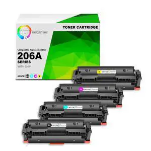 206A Toner Cartridge 4 Pack - Compatible Replacement for W2110A W2111A W2112A W2113A, Works with HP Color LaserJet Pro M255dw M282 283fdw Printers (Black Cyan Magenta Yellow) 206A Toner Cartridge 4 Pack - Compatible Replacement for W2110A W2111A W2112A W2113A, Works with HP Color LaserJet Pro M255dw M282 283fdw Printers (Black Cyan Magenta Yellow)