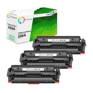 206A Color Toner Cartridge 3 Pack - Compatible Replacement for HP 206A W2111A W2112A W2113A Works with HP Color LaserJet Pro M255dw M282 283fdw 283fdw Printers (Cyan Magenta Yellow) 206A Color Toner Cartridge 3 Pack - Compatible Replacement for HP 206A W2111A W2112A W2113A Works with HP Color LaserJet Pro M255dw M282 283fdw 283fdw Printers (Cyan Magenta Yellow)
