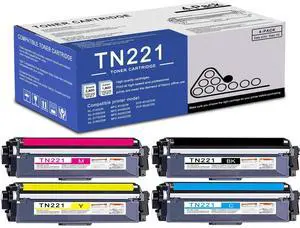 4 Pack TN221 BK/C/M/Y Toner Cartridge High Yield Compatible Replacement for Brother HL-3140CW 3150CDN 3170CDW MFC-9130CW 9140CDN 9340CDW DCP-9015CDW 9020CDN Printer 4 Pack TN221 BK/C/M/Y Toner Cartridge High Yield Compatible Replacement for Brother HL-3140CW 3150CDN 3170CDW MFC-9130CW 9140CDN 9340CDW DCP-9015CDW 9020CDN Printer