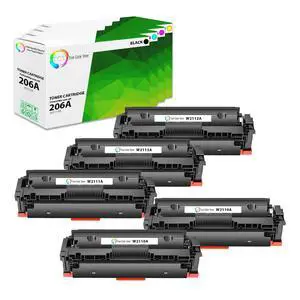 206A Toner Cartridge 5 Pack - Compatible Replacement for HP 206A W2110A W2111A W2112A W2113A Works with HP Color LaserJet Pro M255dw M282 283fdw 283fdw Printers (Black Cyan Magenta Yellow) 206A Toner Cartridge 5 Pack - Compatible Replacement for HP 206A W2110A W2111A W2112A W2113A Works with HP Color LaserJet Pro M255dw M282 283fdw 283fdw Printers (Black Cyan Magenta Yellow)