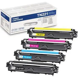 TN221BK, TN221C, TN221M, TN221Y 4-Color Toner Cartridge Set, 4 Pack TN221 Black Cyan Magenta Yellow Replacement for Brother TN-221 TN-225 Toner Cartridge High Yield (TN221 / TN225) TN221BK, TN221C, TN221M, TN221Y 4-Color Toner Cartridge Set, 4 Pack TN221 Black Cyan Magenta Yellow Replacement for Brother TN-221 TN-225 Toner Cartridge High Yield (TN221 / TN225)