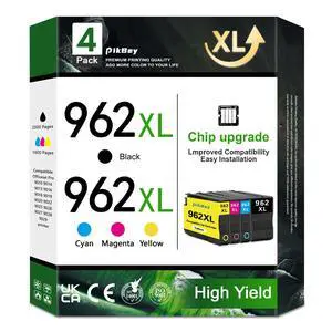 962XL High Yield Ink Cartridges Combo Pack (4-Pack, Black/Cyan/Magenta/Yellow) Compatible 962XL 962 XL Ink Cartridges Replacement for HP OfficeJet Pro 9010 9014 9015 9018 9020 9022 9025 9026 Printer 962XL High Yield Ink Cartridges Combo Pack (4-Pack, Black/Cyan/Magenta/Yellow) Compatible 962XL 962 XL Ink Cartridges Replacement for HP OfficeJet Pro 9010 9014 9015 9018 9020 9022 9025 9026 Printer