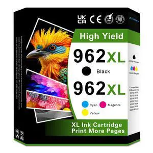 962XL Ink Cartridges Combo Pack High-Yield Replacement for HP hp962 962 XL Black, Cyan, Magenta, Yellow Ink Cartridges Work for OfficeJet Pro 9010 9015 9020 9018 9015e 9018e 9025e (4Pack) 962XL Ink Cartridges Combo Pack High-Yield Replacement for HP hp962 962 XL Black, Cyan, Magenta, Yellow Ink Cartridges Work for OfficeJet Pro 9010 9015 9020 9018 9015e 9018e 9025e (4Pack)
