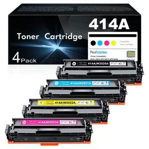 414A Toner Cartridges 4 Pack High Yield Replacement for HP 414A 414X to Use with HP Color Pro MFP M479fdw, M479fdn, M454dw, M454dn Series (with Chip -BK/C/Y/M), Black, Cyan, Yellow, Magenta 414A Toner Cartridges 4 Pack High Yield Replacement for HP 414A 414X to Use with HP Color Pro MFP M479fdw, M479fdn, M454dw, M454dn Series (with Chip -BK/C/Y/M), Black, Cyan, Yellow, Magenta