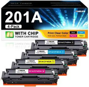 201A Toner Cartridges 4 Pack (with Chip) - CF400A Replacement for HP 201A Toner Color Laserj Pro M252dw, M252n; Color Laserj Pro MFP M277c6, M277dw, M277n Printer Ink 201A Toner Cartridges 4 Pack (with Chip) - CF400A Replacement for HP 201A Toner Color Laserj Pro M252dw, M252n; Color Laserj Pro MFP M277c6, M277dw, M277n Printer Ink