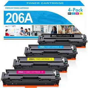 206A Toner Cartridges 4 Pack High Yield: MFP M283cdw M255dw M283fdw 206X Set Replacement for HP 206A Works with Color LaserJet Pro MFP M283fdw M283cdw M283 Printer Ink (Black Cyan Yellow Magenta) 206A Toner Cartridges 4 Pack High Yield: MFP M283cdw M255dw M283fdw 206X Set Replacement for HP 206A Works with Color LaserJet Pro MFP M283fdw M283cdw M283 Printer Ink (Black Cyan Yellow Magenta)