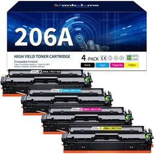 206A Black Cyan Magenta Yellow Toner Cartridges 4 Pack Set Replacement for HP 206A Toner Color Laserjet Pro MFP M283fdw M283cdw M283fdn M282nw M255dw M255nw M255dn Printer W2110A W2111A W2112A W2113A 206A Black Cyan Magenta Yellow Toner Cartridges 4 Pack Set Replacement for HP 206A Toner Color Laserjet Pro MFP M283fdw M283cdw M283fdn M282nw M255dw M255nw M255dn Printer W2110A W2111A W2112A W2113A
