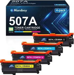 507A Toner Cartridge 4 Pack Replacement for HP 507A CE400A CE401A CE402A CE403A for Pro 500 Color MFP M570dn Enterprise 500 Color M575c M575dn M575f M551dn M551n M551xh Printer (507A 4-Pack with Chip) 507A Toner Cartridge 4 Pack Replacement for HP 507A CE400A CE401A CE402A CE403A for Pro 500 Color MFP M570dn Enterprise 500 Color M575c M575dn M575f M551dn M551n M551xh Printer (507A 4-Pack with Chip)