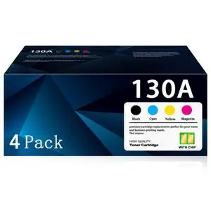 130A Toner Cartridge Remanufactured with Chip Replacement for HP 130A CF350A CF351A CF352A CF353A for Pro Color Pro MFP M176n M176, M177fw M177 Series Printer (B/C/M/Y, 4-Pack) 130A Toner Cartridge Remanufactured with Chip Replacement for HP 130A CF350A CF351A CF352A CF353A for Pro Color Pro MFP M176n M176, M177fw M177 Series Printer (B/C/M/Y, 4-Pack)