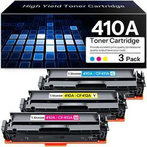 410A Toner Cartridge Replacement for HP Color Pro M452dn Color Pro MFP M477fdn M377dw Printer 3 Pack (Cyan Yellow Magenta) 410A Toner Cartridge Replacement for HP Color Pro M452dn Color Pro MFP M477fdn M377dw Printer 3 Pack (Cyan Yellow Magenta)